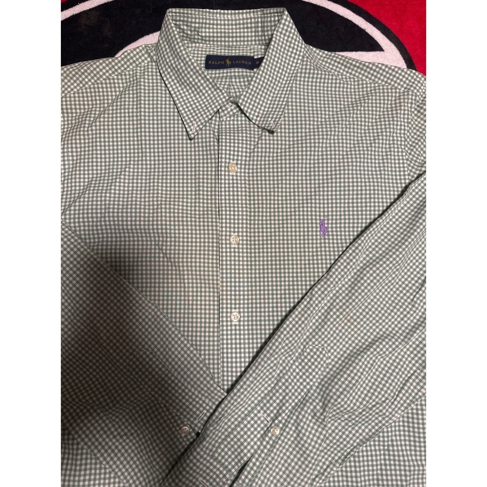 Ralph‎ Lauren Men's Green Gingham Button Down Shirt Classic Fit XL